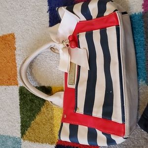 Super Cute Navy and Red Stripped Cherry Betsey Johnson Purse